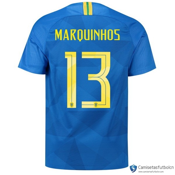 Camiseta Seleccion Brasil Segunda equipo Marquinhos 2018 Azul